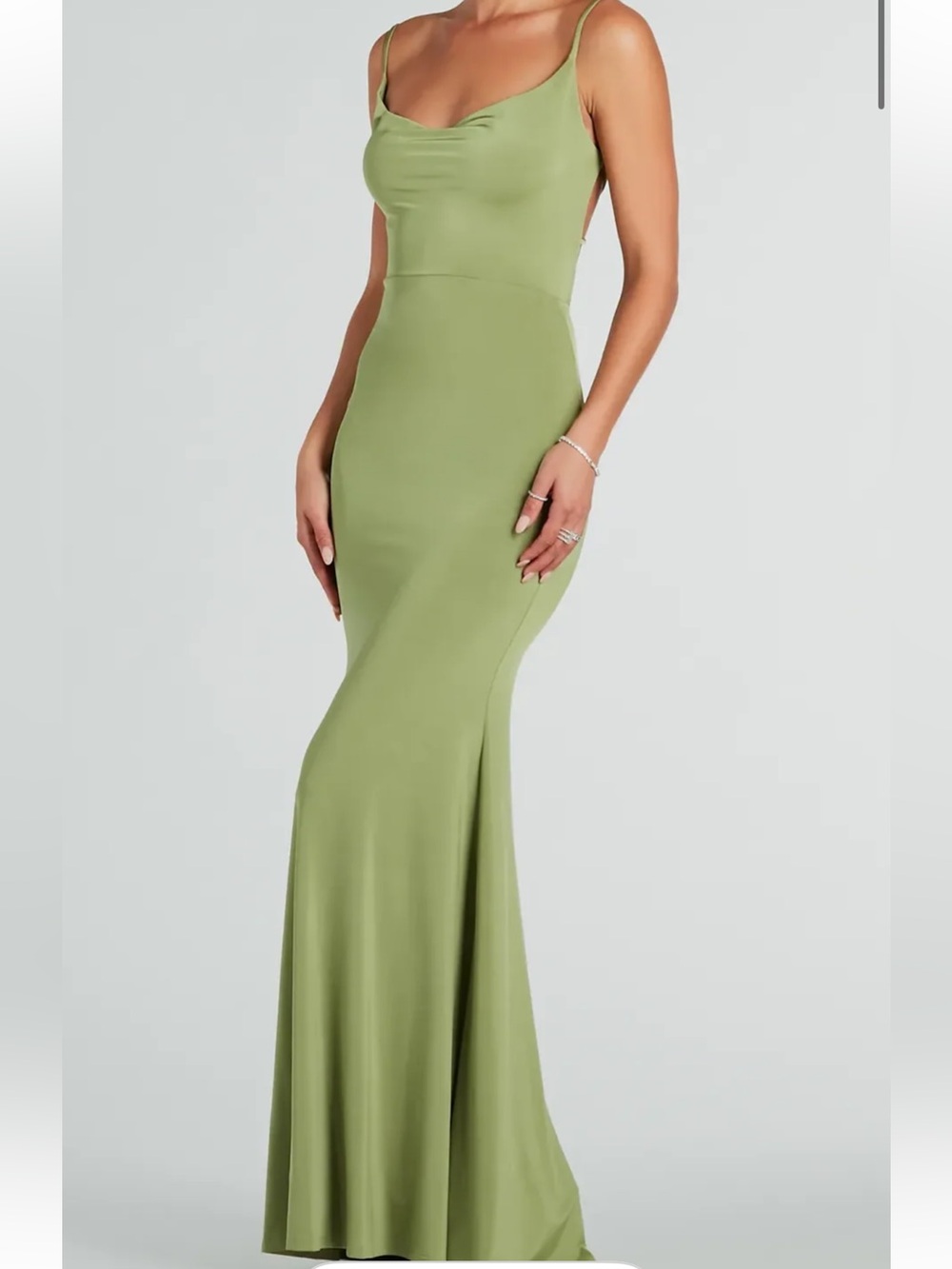 Green Bridesmaid/Formal Backless Dress